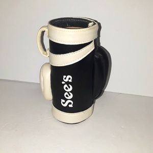 c VINTAGE SEE's CANDY GOLF BAG DESKTOP PEN PENCIL HOLDER